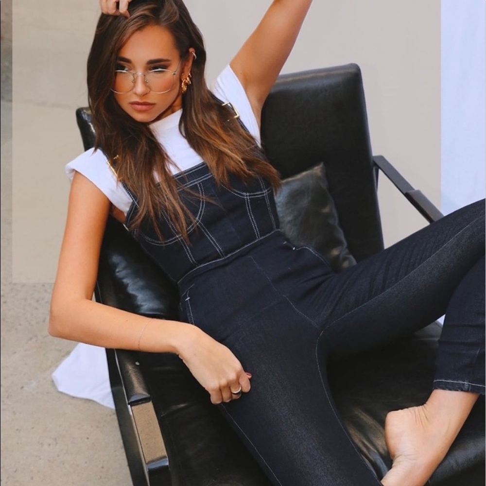 Weworewhat Corset Denim Overalls Skinny Leg